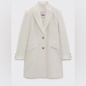 ZARA ECRU STRUCTURED COAT WITH GOLDEN BUTTONS